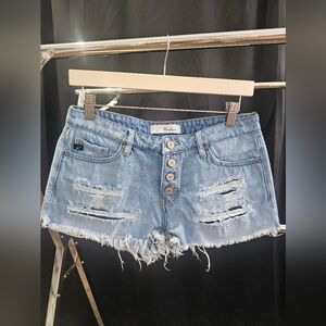 KanCan Blue Distressed Denim Shorts